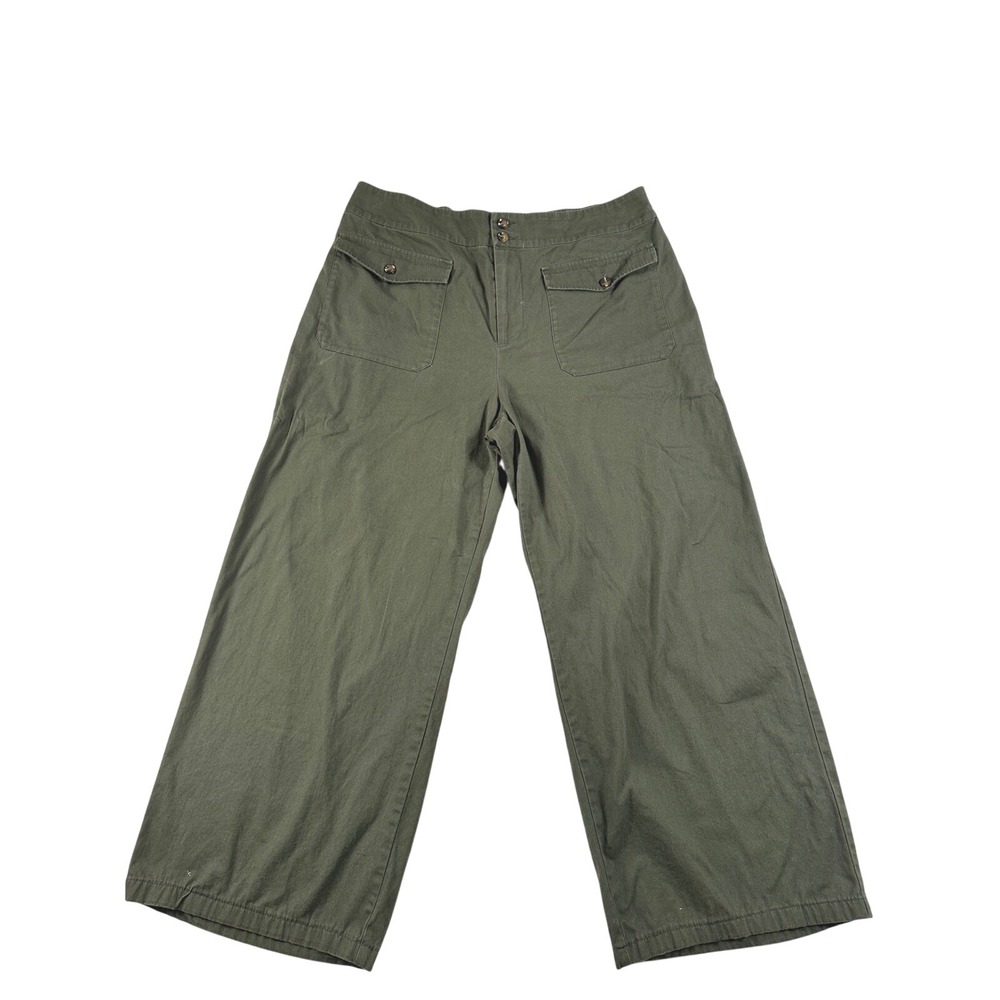 Who What Wear Women 16W‎ Olive Green Wide Leg baggy Utility Cargo Pants Cotton
